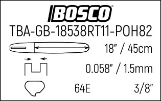 ESPADA PIÑÓN PROFESIONAL 3/8" (E64) - 45cm (18") - 1.5mm (0.058")  H