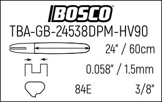 ESPADA SÓLIDA PROFESIONAL 3/8" (E84) - 60cm (24") - 1.5mm (0.058")  H
