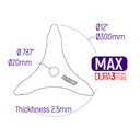 CUCHILLA GUADAÑA 3 PUNTAS PESADA MAX Ø 12" (300mm) OJO .787" (20mm)