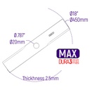 CUCHILLA GUADAÑA PALMERA PESADA MAX 18" (450mm) OJO .787" (20mm)