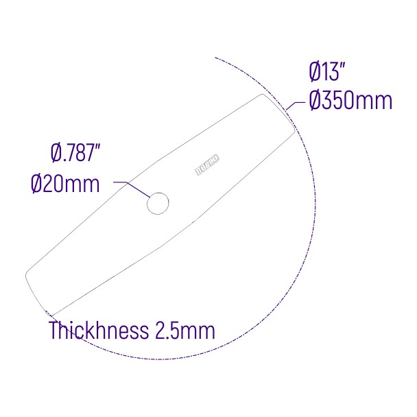 CUCHILLA GUADAÑA PESADA 13" (350mm) OJO .787" (20mm)