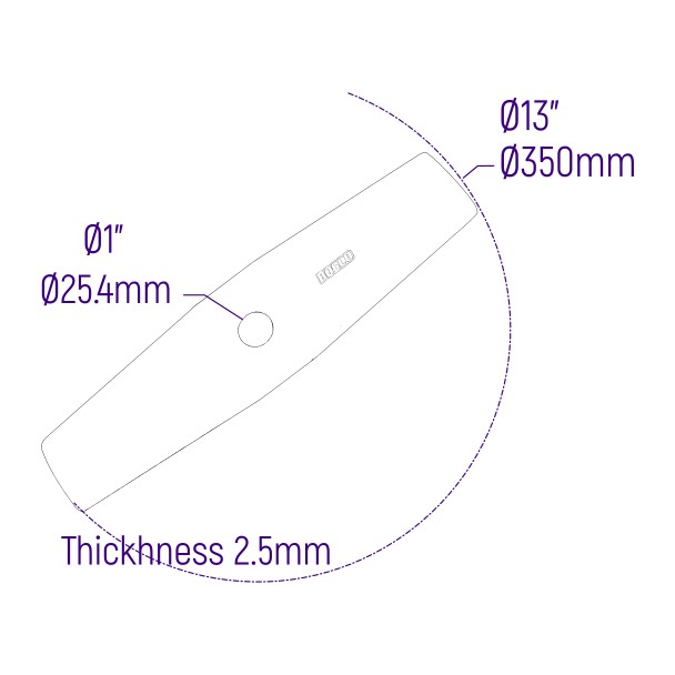 CUCHILLA GUADAÑA PESADA 13" (350mm) OJO 1" (25.4mm)