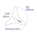 CUCHILLA GUADAÑA 3 PUNTAS PESADA MAX Ø 12" (300mm) OJO .787" (20mm)