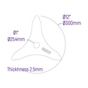 CUCHILLA GUADAÑA 3 PUNTAS PESADA MAX Ø 12" (300mm) OJO 1" (25.4mm)