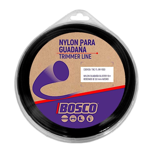 [TBC-TL-BR-3015] NYLON GUADAÑA BLISTER 15m REDONDO Ø3.0mm NEGRO