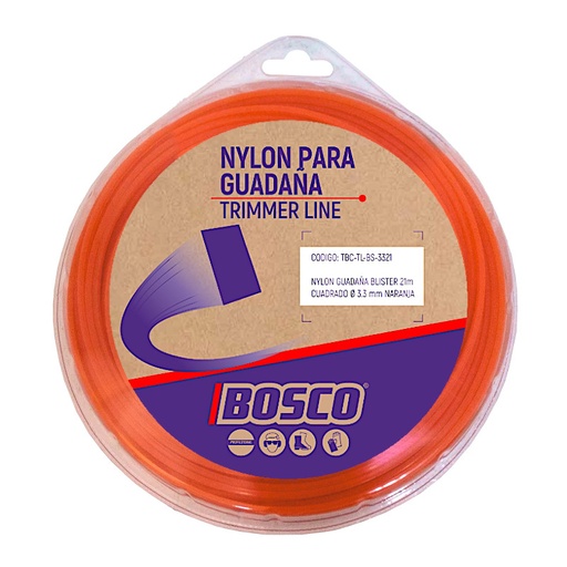 [TBC-TL-BS-3321] TRIMMER LINE BLISTER 21m SQUARED Ø3.3mm ORANGE